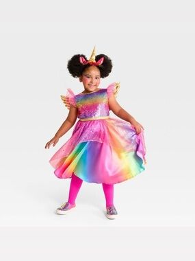 NWT. HYDE & EEK! Girls' Rainbow Unicorn Costume Dress
